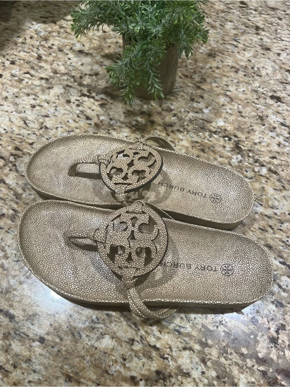 Tory Burch Stringray Cloud Miller Logo Thong Sandals